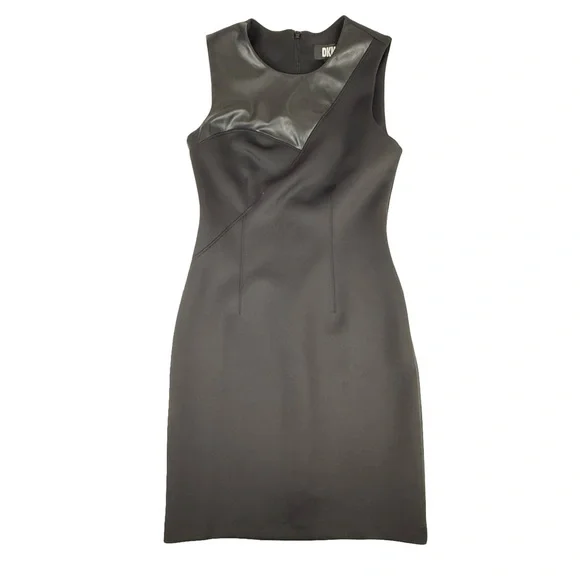 green emerald velvet dress Black Faux Leather Sleeveless Skater Dress main image 1